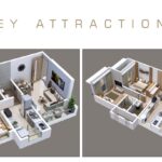 3D floor plan of 1 BHK and 2 BHK apartments in an under-construction residential project near Kashimira Junction, Mira Road.