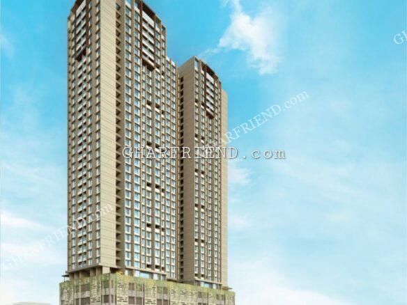 Exterior view of Beverly Heights by Kankiya Developers in Indralok, Bhayander – a modern residential tower offering 1 & 2 BHK apartments with premium amenities.