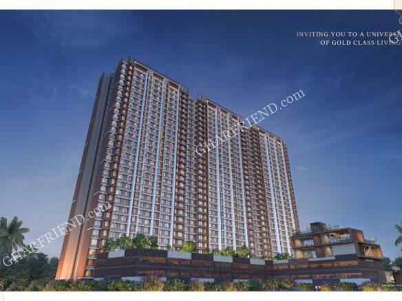 High-rise residential tower and lush green garden at Ramdev Park, Mira Road – Modern living with scenic views