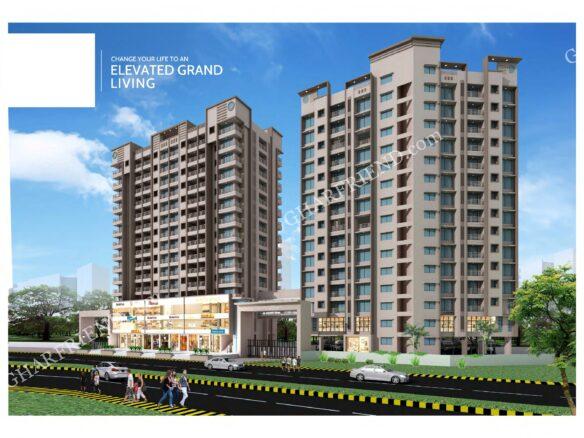 A stunning view of Shweta Heights, a premium 2BHK residential tower in Ramdev Park, Mira Road, featuring modern architecture, well-planned layouts, and excellent connectivity.