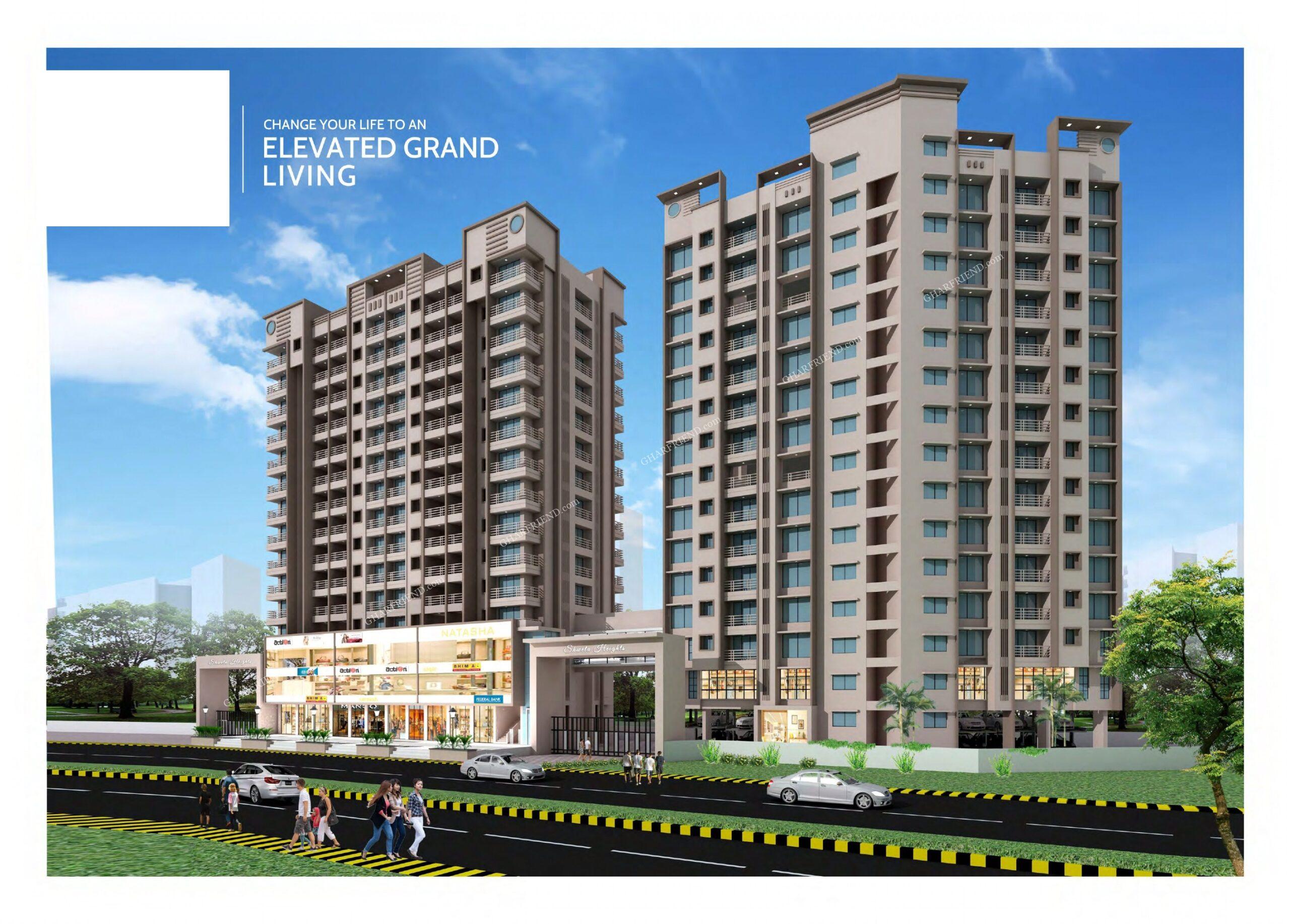 Shweta Heights – Premium 2BHK Apartments in Mira Road A stunning view of Shweta Heights, a premium 2BHK residential tower in Ramdev Park, Mira Road, featuring modern architecture, well-planned layouts, and excellent connectivity.