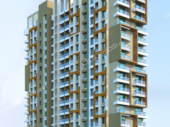 "Modern high-rise residential tower at Silver Park, Mira Road, surrounded by lush greenery." "Luxury 1 & 2 BHK apartments in Silver Park, Mira Road, with scenic garden views." "Well-designed residential building with rooftop amenities and a landscaped garden." "Elegant apartment complex with green spaces, modern architecture, and premium amenities." "Under-construction high-rise with spacious homes and 25+ lifestyle amenities."