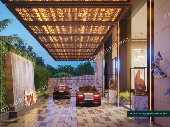 Luxurious entrance lobby at Paradigm Anantaara, Borivali West with high-end finishes, ambient lighting, and elegant seating area